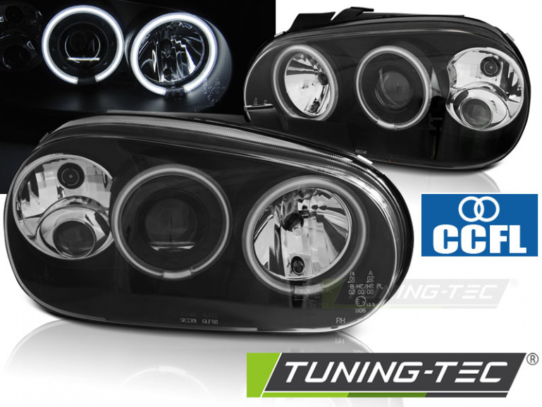 CCFL Angel Eyes Scheinwerfer für VW Golf 4 97-03 schwarz